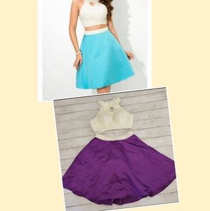 NWOT Dylan queen Y2K pearl bodice satin skirt 2 piece formal dress size 4 purple